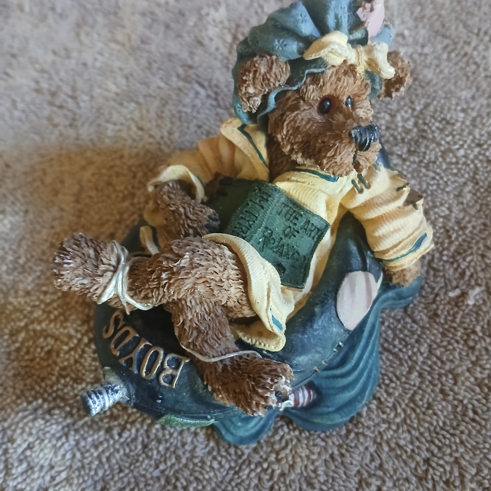 Boyds Bear Figurine with Green and Yellow Outfit